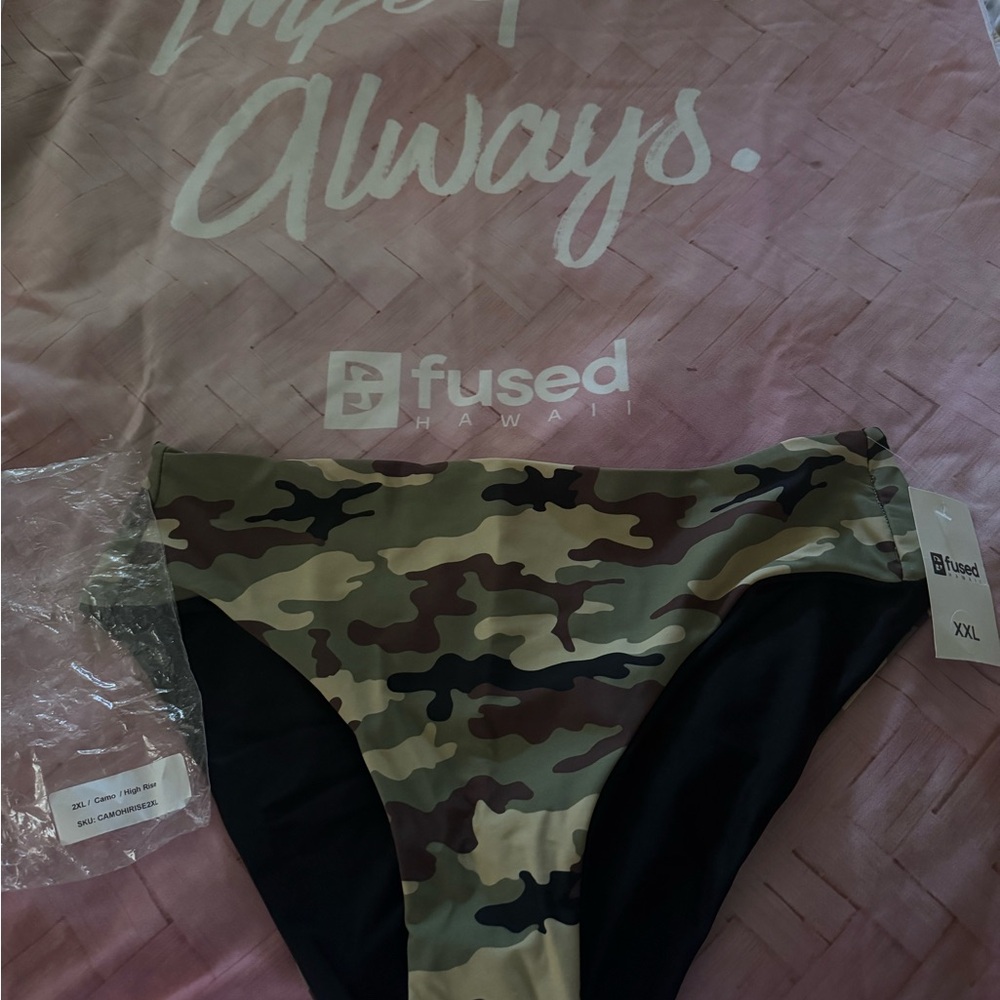 Fused Hawaii Camo High rise Bikini Bottoms - Green Camouflage
